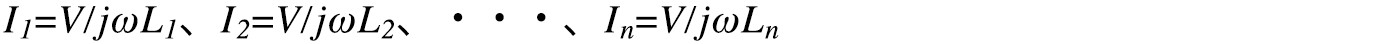 I1=V/jωL1、I2=V/jωL2、・・・、In=V/jωLn、