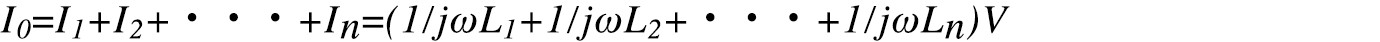 I0=I1+I2+・・・+In=(1/jωL1+1/jωL2+・・・+1/jωLn)V