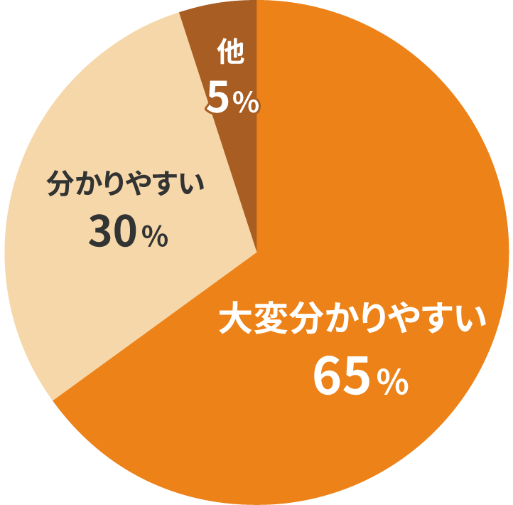 大変分かりやすい65%　分かりやすい30%